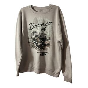 NEW Ford Bronco Sweatshirt Men Size Large Gray Pullover Fleece Crew Neck